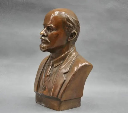 Copper Statue 7'' Soviet Leader Vladimir Ilyich Ulyanov Lenin Bust Bronze Statue