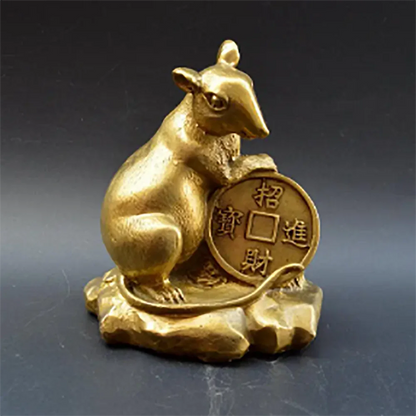 Copper Statue Antique pure brass twelve zodiac mouse home decoration crafts