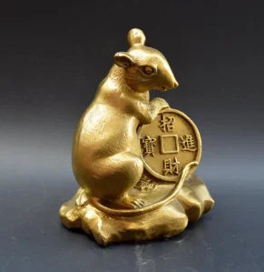 Copper Statue Antique pure brass twelve zodiac mouse home decoration crafts