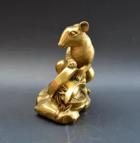 Copper Statue Antique pure brass twelve zodiac mouse home decoration crafts