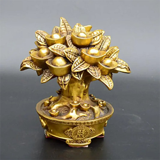 Copper Statue Antique pure brass yuanbaoshu ornaments home ornaments opening relocation gifts decorative crafts