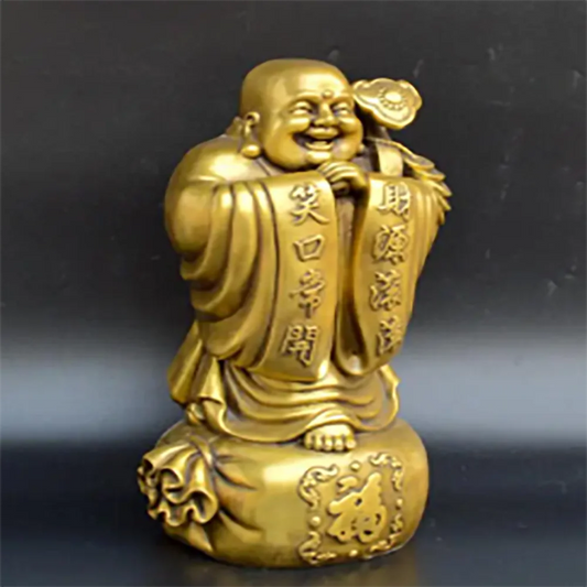 Copper Statue Antique pure copper Maitreya Buddha handicraft office home decoration