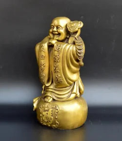 Copper Statue Antique pure copper Maitreya Buddha handicraft office home decoration