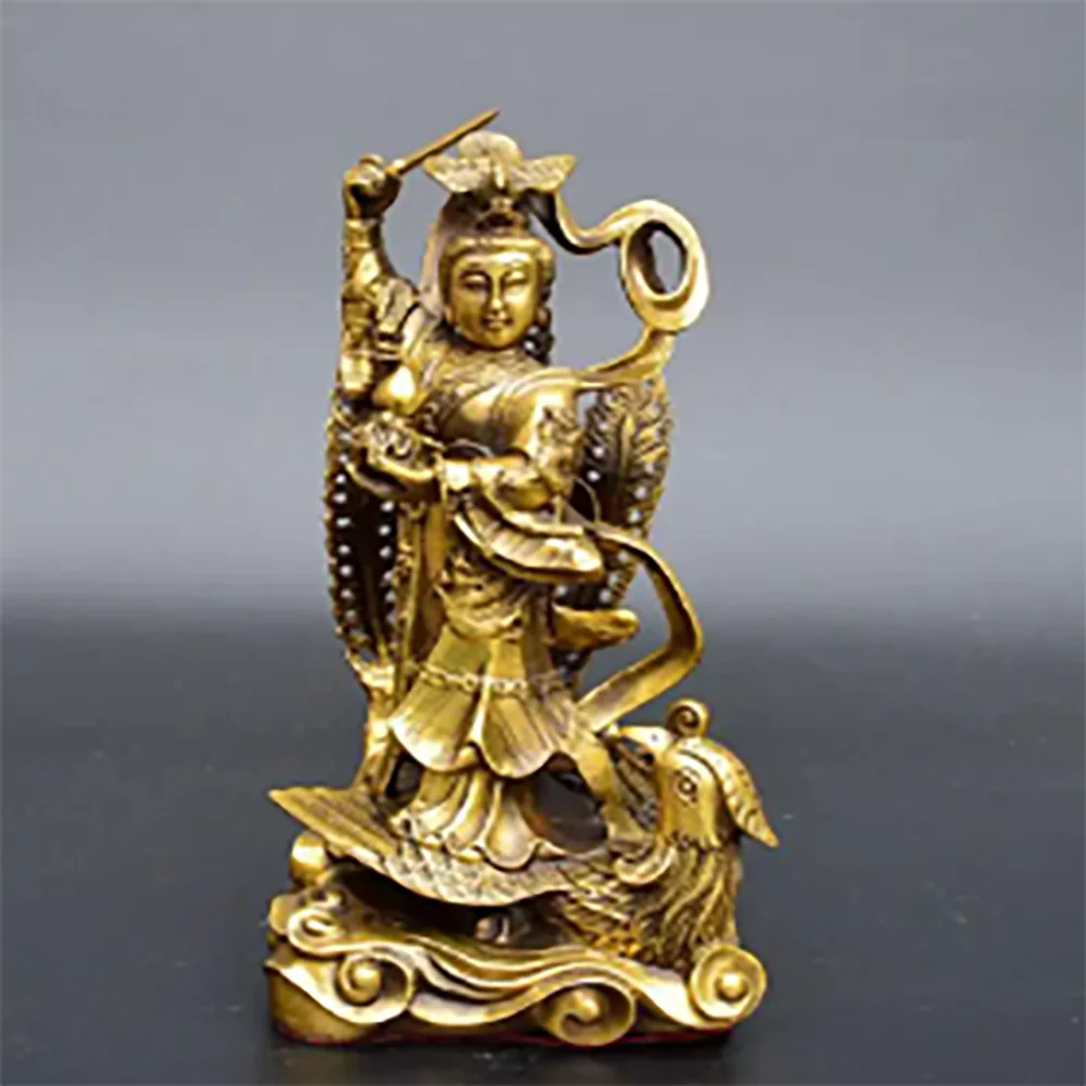 Copper Statue Antique pure copper brass nine days Xuannu statue nine days virgin statue handicraft ornament