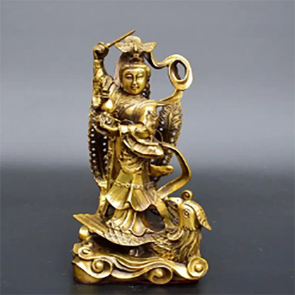 Copper Statue Antique pure copper brass nine days Xuannu statue nine days virgin statue handicraft ornament