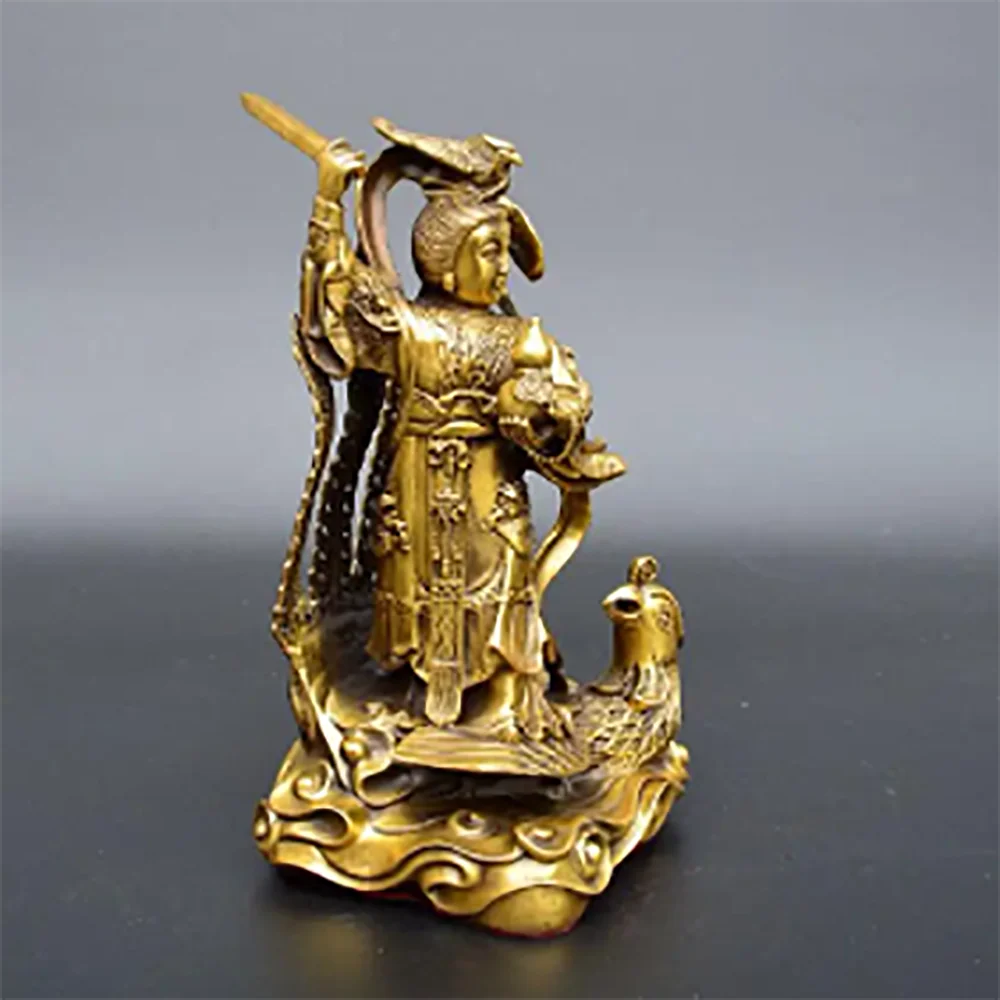 Copper Statue Antique pure copper brass nine days Xuannu statue nine days virgin statue handicraft ornament