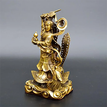 Copper Statue Antique pure copper brass nine days Xuannu statue nine days virgin statue handicraft ornament