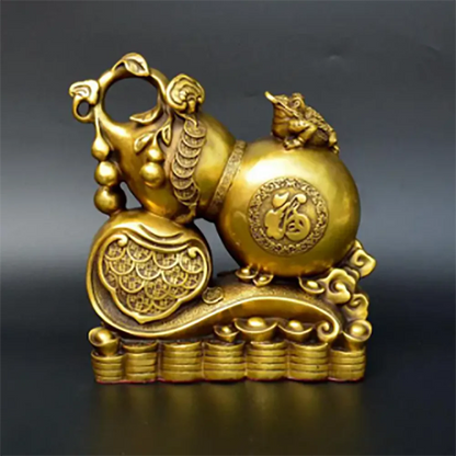 Copper Statue Antique pure copper gourd ornaments Ruyi copper gourd home decoration handicraft ornaments