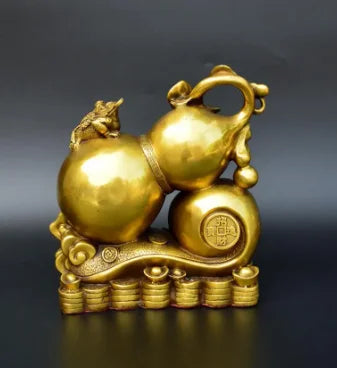 Copper Statue Antique pure copper gourd ornaments Ruyi copper gourd home decoration handicraft ornaments