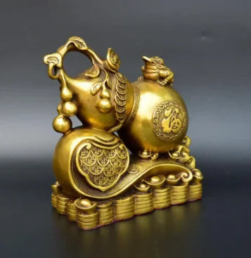 Copper Statue Antique pure copper gourd ornaments Ruyi copper gourd home decoration handicraft ornaments