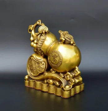 Copper Statue Antique pure copper gourd ornaments Ruyi copper gourd home decoration handicraft ornaments