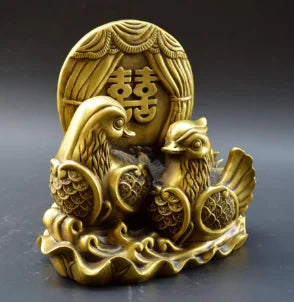 Copper Statue Antique pure copper mandarin duck a pair of copper lotus mandarin duck wedding gifts wedding decorations