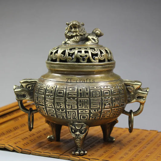 Copper Statue Antiques Collection Dragon Copper Incense Burner