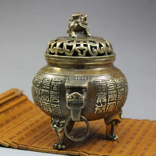 Copper Statue Antiques Collection Dragon Copper Incense Burner