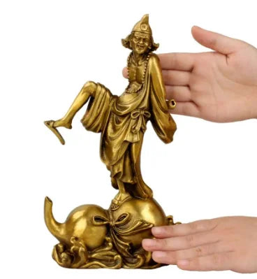 Copper Statue Brass Jigong ornaments home crafts of Luohan Buddha statue