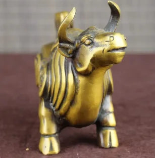 Copper Statue Bronze auspicious family ornaments Fengshui decoration zhenzhaihuasha jewelry brass cattle body portrait