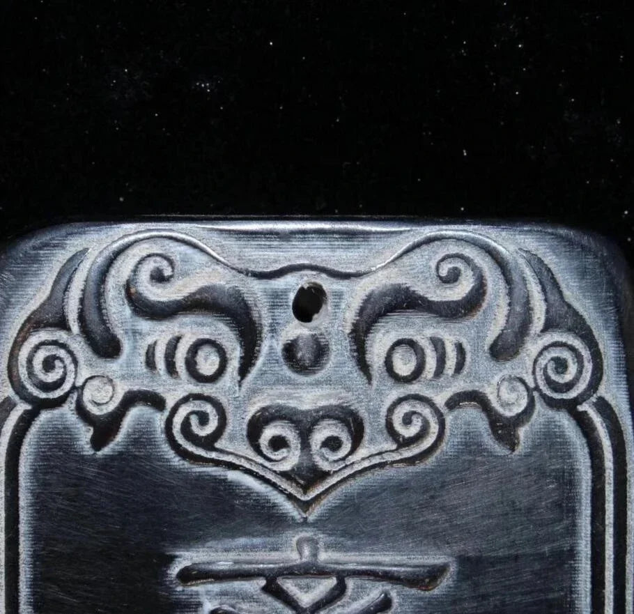 Copper Statue Buddhist and Taoist culture, fasting, square pendant brand, imitating ox horn, retro Chinese style, believer's key