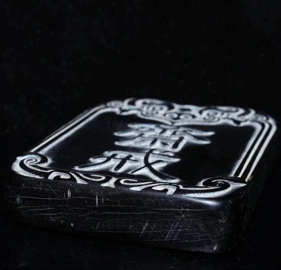 Copper Statue Buddhist and Taoist culture, fasting, square pendant brand, imitating ox horn, retro Chinese style, believer's key