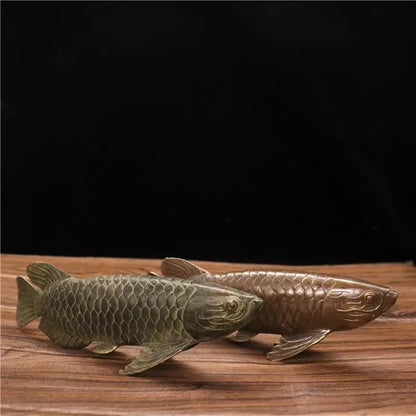 Copper Statue Chinese Bronze Gilt Old Handwork  Fish Home Decoration