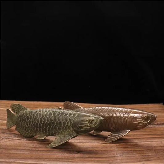 Copper Statue Chinese Bronze Gilt Old Handwork  Fish Home Decoration