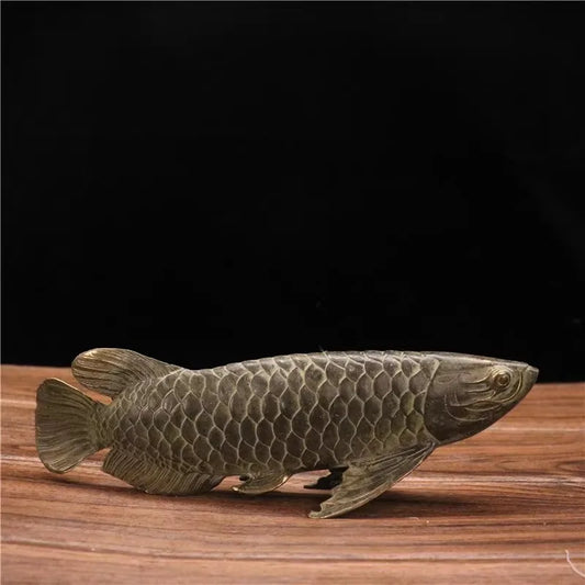 Copper Statue Chinese Bronze Gilt Old Handwork  Fish Home Decoration
