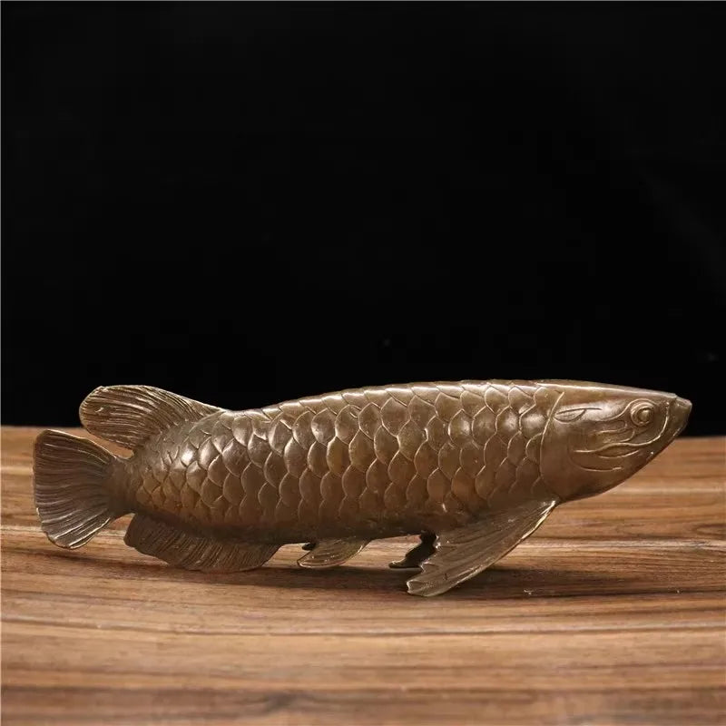 Copper Statue Chinese Bronze Gilt Old Handwork  Fish Home Decoration