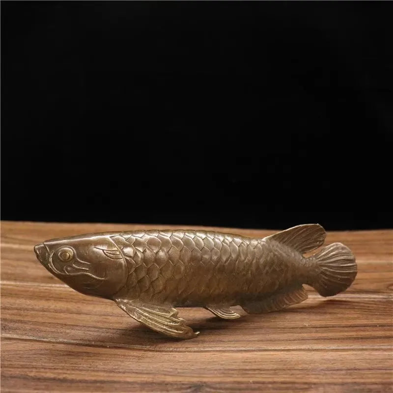 Copper Statue Chinese Bronze Gilt Old Handwork  Fish Home Decoration