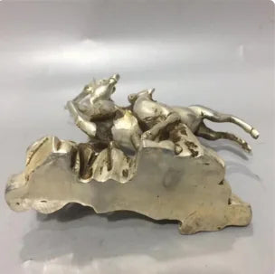 Copper Statue Chinese Collection Handwork Carved Carving Two Deer Animal Statue Copper Statue Beautiful Animal Home Decoration