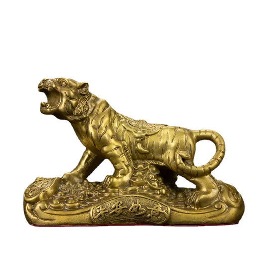 Copper Statue Chinese Pure Brass Copper Roar Wild Year Zodiac Tiger FengShui Statue Figurine Ornaments