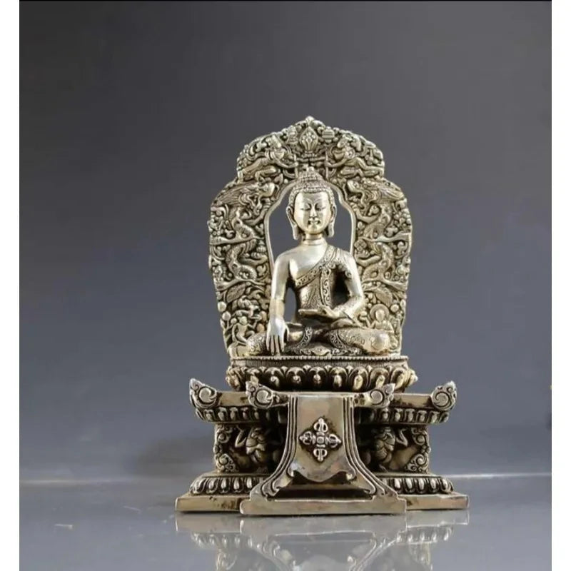 Copper Statue Collection of white copper Buddha ornaments home decoration crafts backlight Buddha