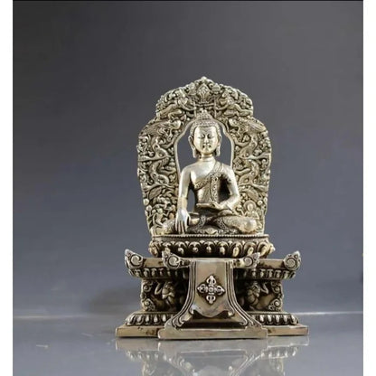 Copper Statue Collection of white copper Buddha ornaments home decoration crafts backlight Buddha