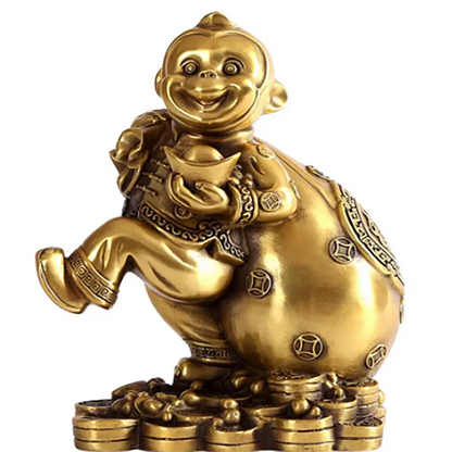 Copper Statue Copper monkey Zodiac monkey pull gold bag home furnishings metal crafts