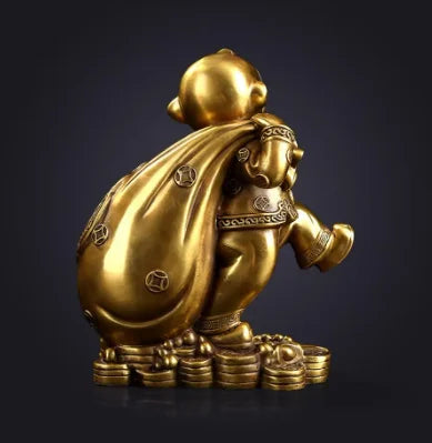 Copper Statue Copper monkey Zodiac monkey pull gold bag home furnishings metal crafts