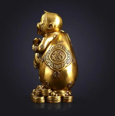 Copper Statue Copper monkey Zodiac monkey pull gold bag home furnishings metal crafts