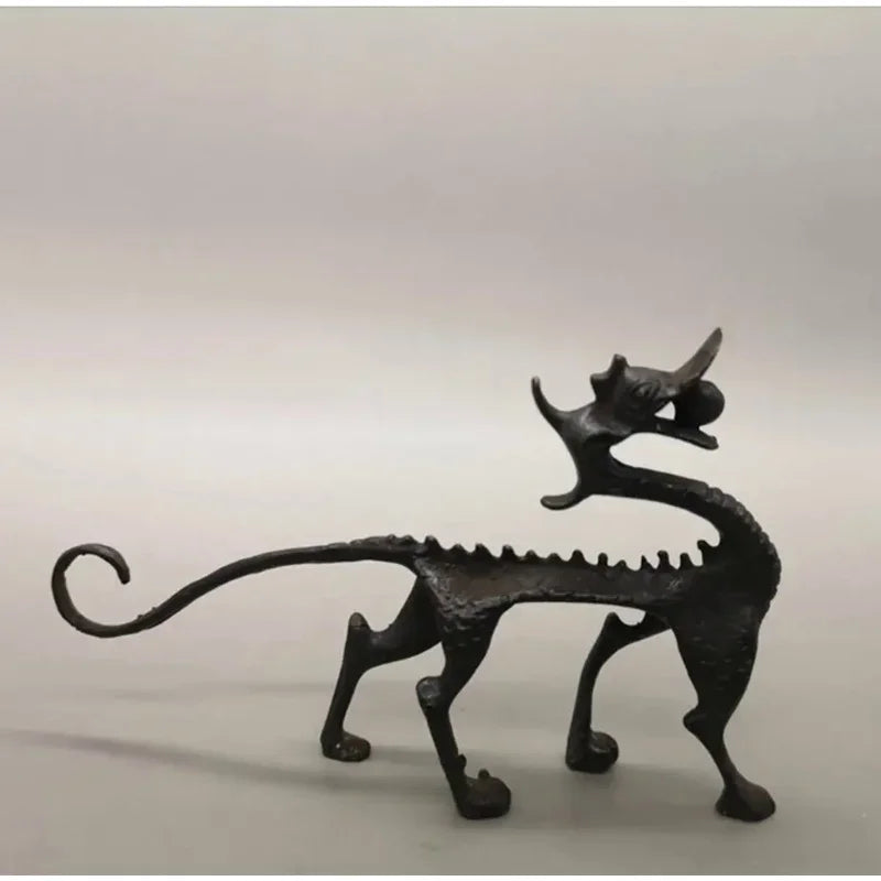 Copper Statue Dragon shaped old copper penholder study ornament