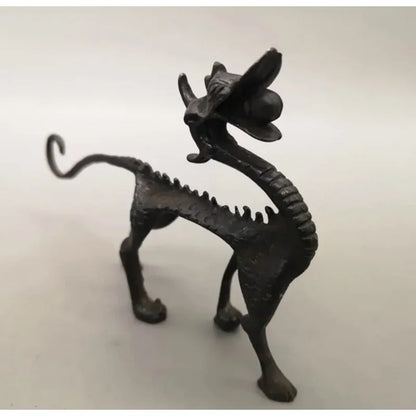 Copper Statue Dragon shaped old copper penholder study ornament