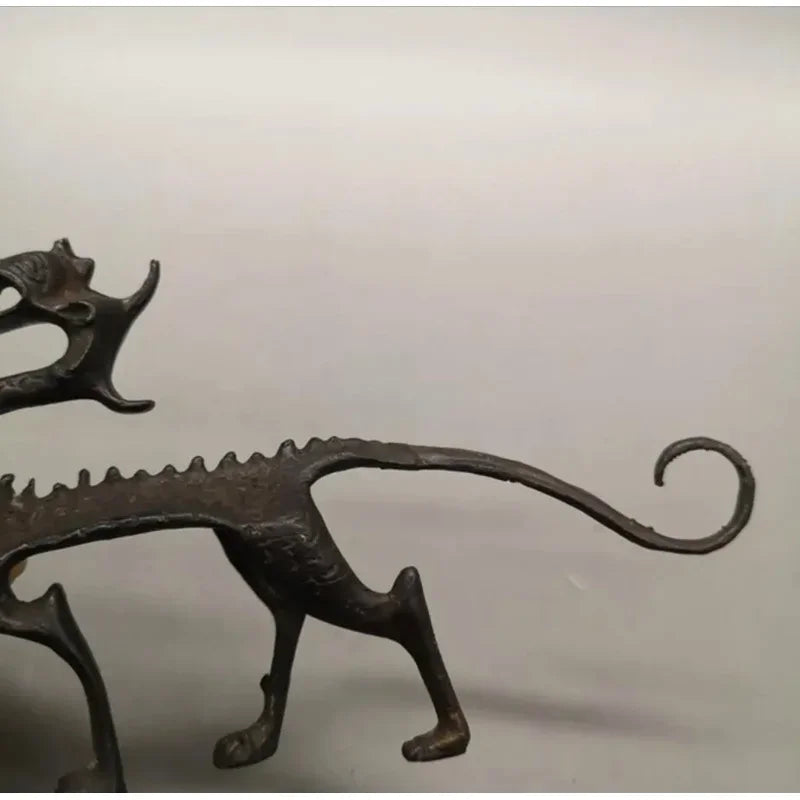 Copper Statue Dragon shaped old copper penholder study ornament