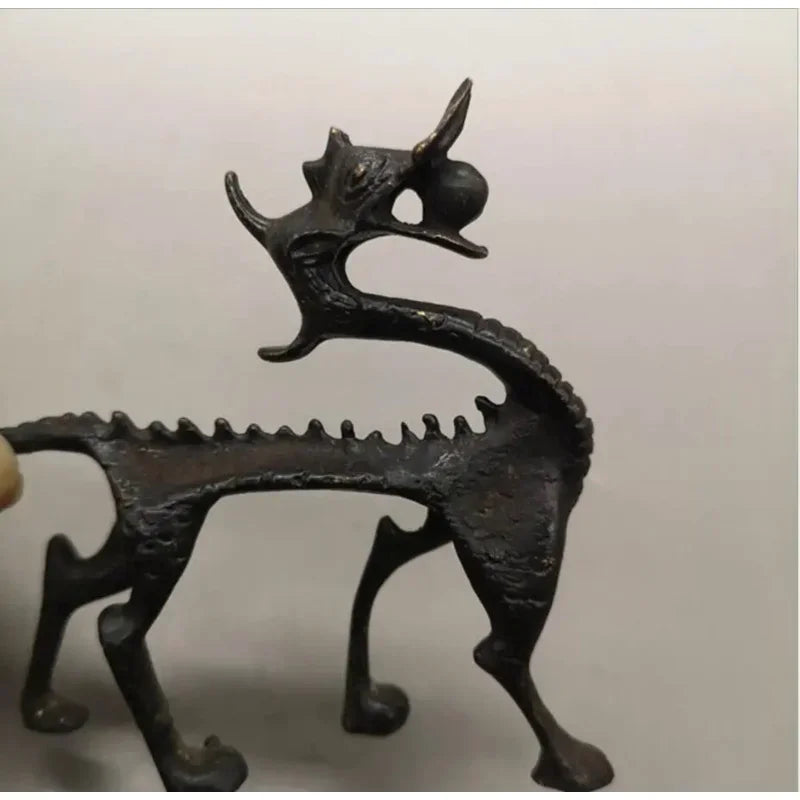 Copper Statue Dragon shaped old copper penholder study ornament