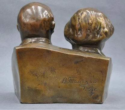 Copper Statue Great Communist Marx And Lenin Bust Bronze Statue