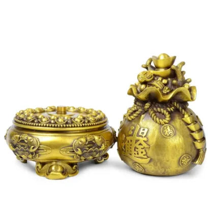 Copper Statue Kaiguang pure copper, jiuzhuan heaven and earth tripod, turn around in time, put on accessories, turn around