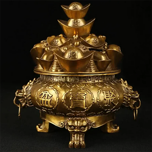 Copper Statue Kaiguang pure copper treasure basin decoration