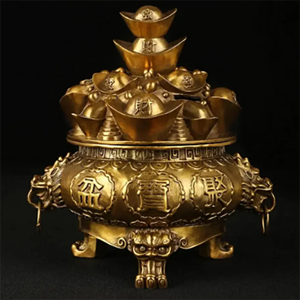 Copper Statue Kaiguang pure copper treasure basin decoration