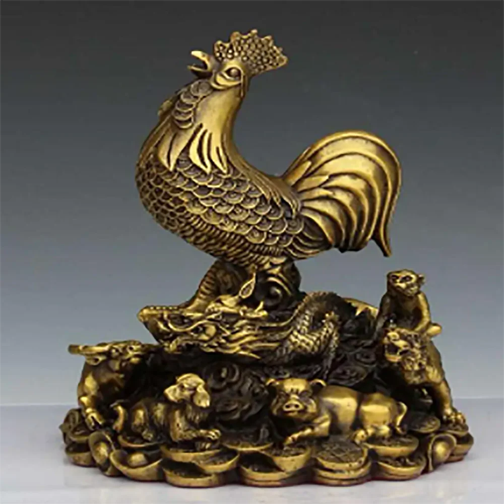 Copper Statue New products Kaiguang brass Zodiac Rooster money chicken yuan Baoji office ornaments shop opening ornaments