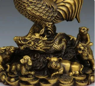 Copper Statue New products Kaiguang brass Zodiac Rooster money chicken yuan Baoji office ornaments shop opening ornaments