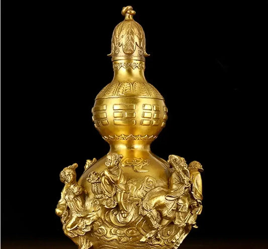 Copper Statue Open light pure copper gourd ornament eight immortals copper gourd eight immortals cross the sea Fengshui househol