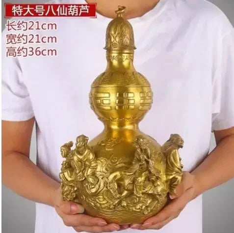 Copper Statue Open light pure copper gourd ornament eight immortals copper gourd eight immortals cross the sea Fengshui househol
