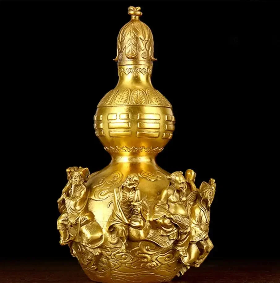 Copper Statue Open light pure copper gourd ornament eight immortals copper gourd eight immortals cross the sea Fengshui househol