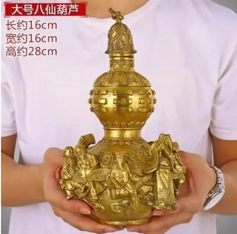 Copper Statue Open light pure copper gourd ornament eight immortals copper gourd eight immortals cross the sea Fengshui househol