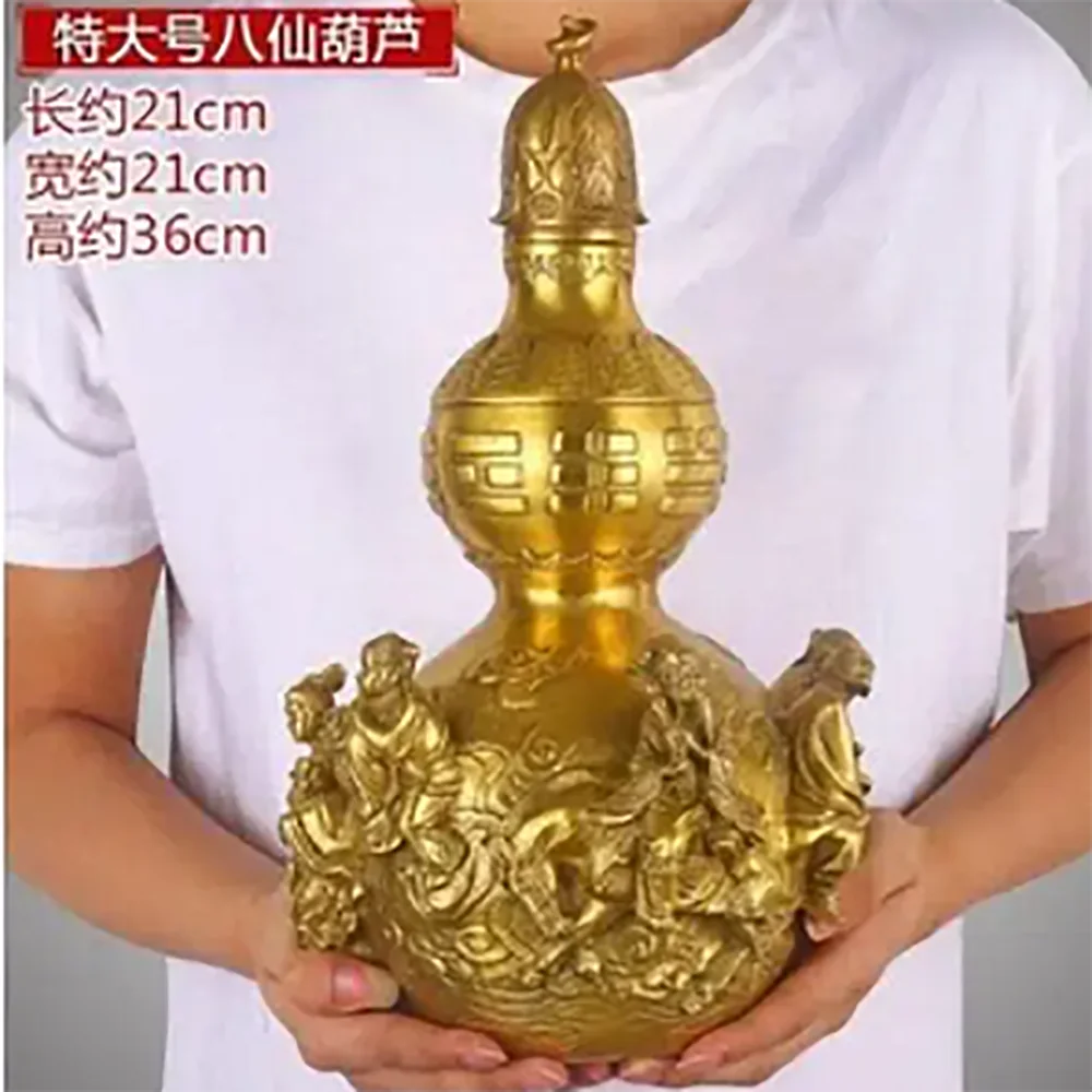 Copper Statue Open light pure copper gourd ornament eight immortals copper gourd eight immortals cross the sea Fengshui househol
