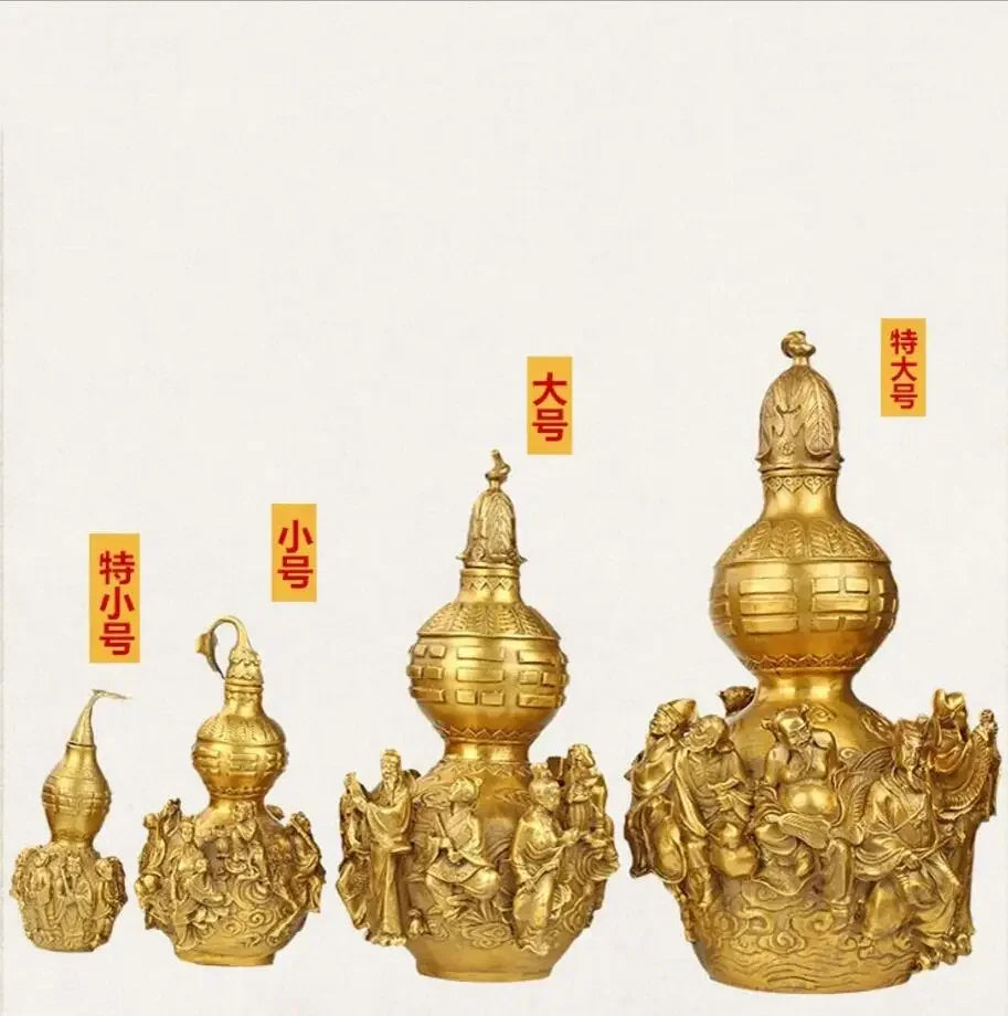 Copper Statue Open light pure copper gourd ornament eight immortals copper gourd eight immortals cross the sea Fengshui househol